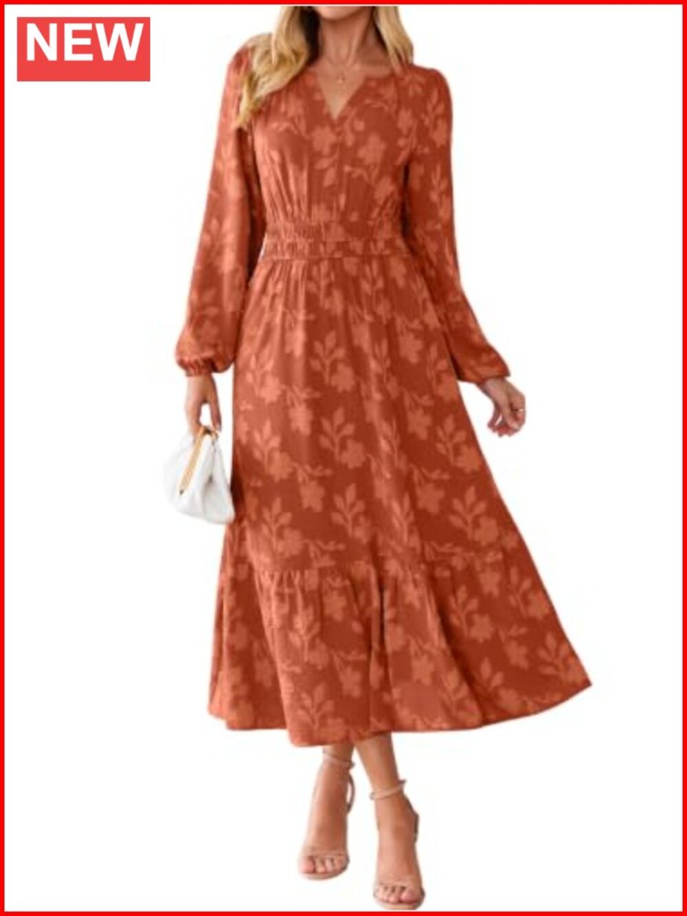 Plus Size Boho Floral Maxi Dress Long Sleeve V Neck Empire Waist Swing Formal